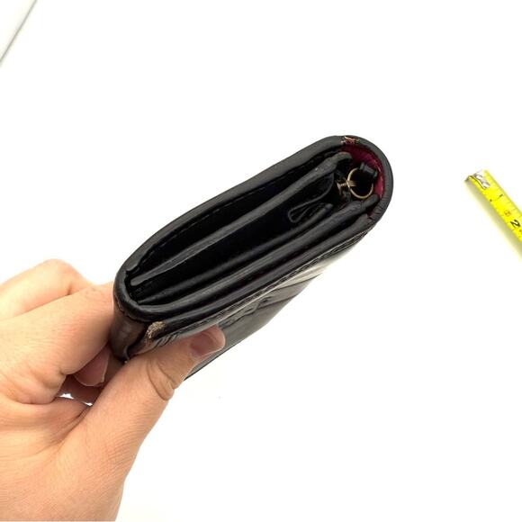 Coach Bleecker Wallet Black Leather Embossed Signature Carriage Logo Pink Lining - Picture 10 of 15